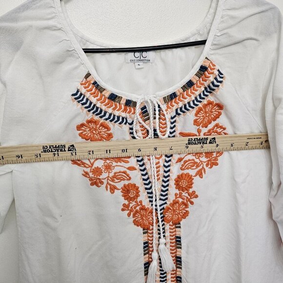 C/C Chic Connection White Embroidered Boho Peasant Bell Sleeve Dress S - Picture 9 of 11